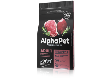 AlphaPet сухой корм для собак средних пород с говядиной и потрошками