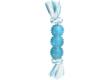 CanineClean игрушка для собак Палочка синтетическая резина с канатом с ароматом мяты голубая 25 см.