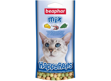 Beaphar Happy Rolls Mix лакомство для кошек с креветками, сыром и кошачьей мятой (80 табл.)