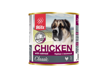 BLITZ консервы для собак всех пород с курицей и овсянкой