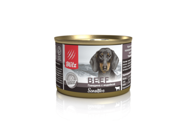 BLITZ Adult Sensitive Beef консервы для собак с чувствительным пищеварением с говядиной и индейкой