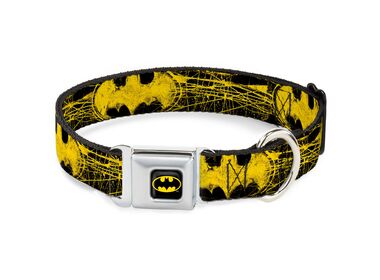 Buckle-Down Бэтмен щит 2 ошейник для собак с металлической застежкой жёлтый Размер M (28-43 см.)