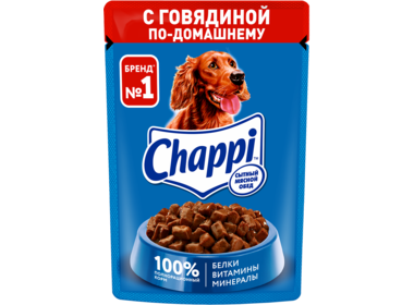 Chappi паучи для собак всех пород с говядиной по-домашнему