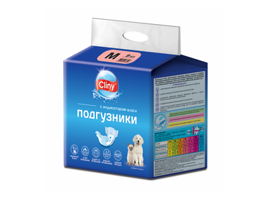 Cliny подгузники для кошек и собак весом 5-10 кг. размер M