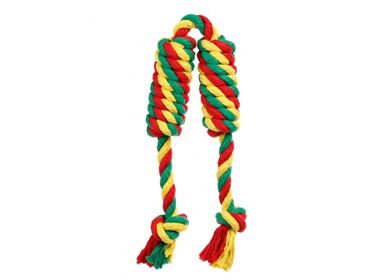 Doglike Dental Knot игрушка для собак - Сарделька канатная двойная большая разноцветная (58 см.)