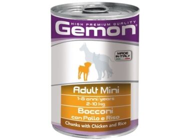 Gemon Dog Mini консервы для собак мелких пород кусочки курицы с рисом