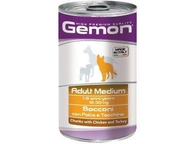 Gemon Dog Medium консервы для собак средних пород кусочки курицы с индейкой
