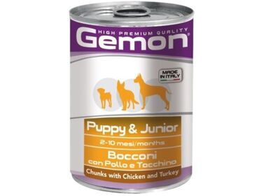 Gemon Dog Puppy консервы для щенков кусочки курицы с индейкой