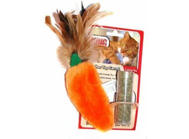 KONG Carrot игрушка для кошек "Морковь" плюшевая с тубой кошачьей мяты