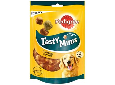 Pedigree Tasty Minis лакомство для собак "Ароматные кусочки из курицы и утки"