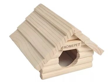 Homepet  домик для мелких грызунов избушка деревянная (13х13.5х10 см.)