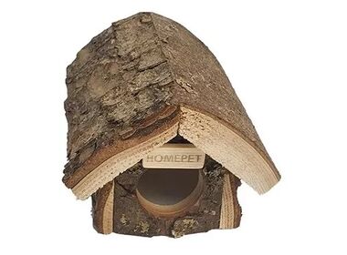 Homepet  домик для мелких грызунов избушка с корой деревянная (16х12х10.5 см.)