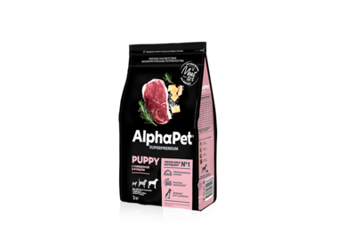 AlphaPet сухой корм для щенков, беременных или кормящих собак крупных пород с говядиной и рубцом