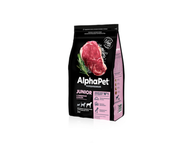 AlphaPet сухой корм для юниоров (от 6 мес. до 1.5 лет) крупных пород с говядиной и рисом