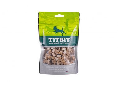 Titbit лакомство для собак косточки мясные для собак с индейкой и творогом