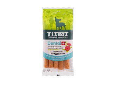 Titbit лакомство для собак мелких пород трубочка с мясом индейки Дентал+