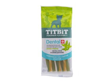 Titbit лакомство для собак мелких пород палочка витая с сыром Дентал+