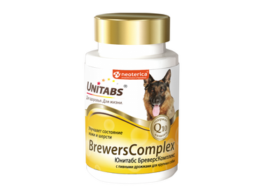 Unitabs Brewers Complex витаминно-минеральный комплекс для собак крупных пород для кожи и шерсти с пивными дрожжами