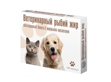 Вака кормовая добавка для собак и кошек - рыбий жир с Омега-3 (100 капсул)