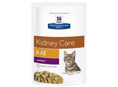 Hill's PD K/D паучи для кошек - поддержание здоровья почек с говядиной