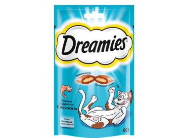 Dreamies лакомство для кошек Лакомые подушечки с лососем