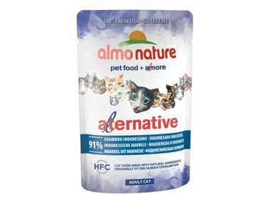 Almo Nature Alternative 91% мяса паучи для кошек с индонезийской макрелью